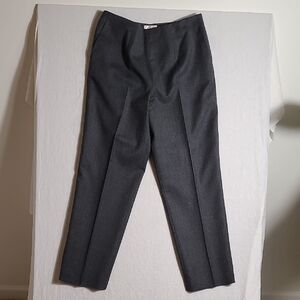 Talbots Side Zip 100% Wool Wide Leg Charcoal Dress Pants Size 12